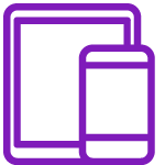 Purple outline showing a screen and a phone